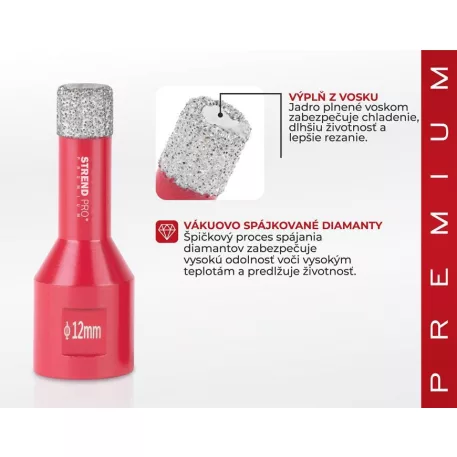 SP+ SZÁRÍTÓ DCB11 gyémánt szárazfúró, 12 mm, M14, HD
