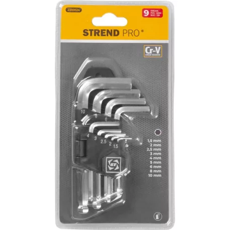 Kulcskészlet Hex (Imbusz) 9 db 1.5-10 mm Gömbvégű