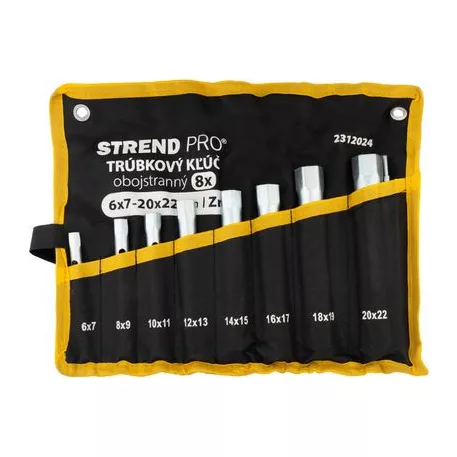 Csőkulcs Strend Pro, 6x7-20x22 mm, kétoldalas, Zn, 8 db-os készlet