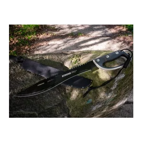 Bozótvágó Strend Pro Tactical, tokkal, fűrésszel, kézvédővel, fekete, 61 cm