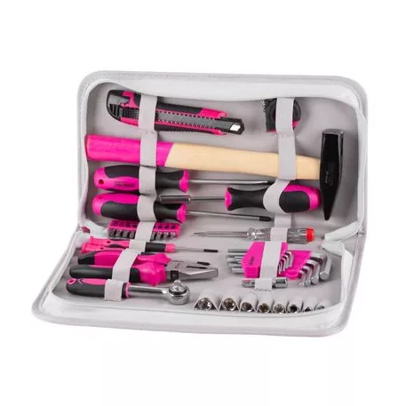 Szerszám Készlet Ladies Set11, 39 darabos, Pink/Rózsaszín