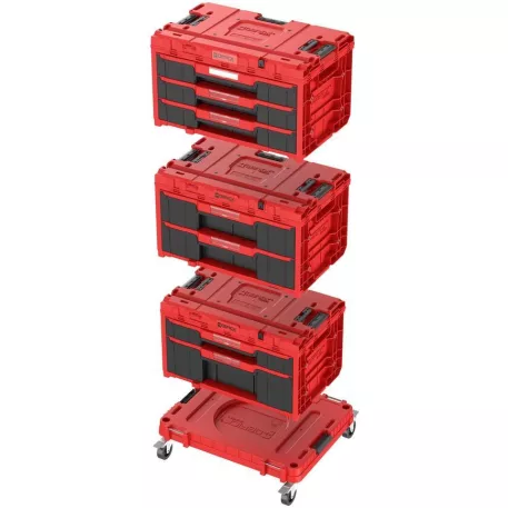 Box QBRICK® System ONE Workshop Red - Cart, 3x Toolbox, 4 részes szerszámosláda készlet