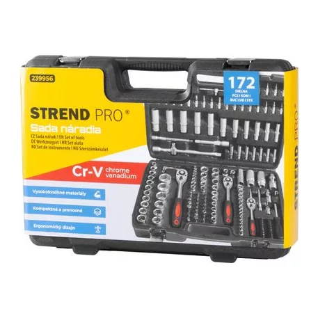 Szerszámkészlet Strend Pro, 172 részes, fejek, bitek, racsni, kofferben