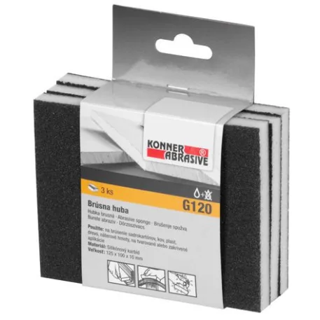 KONNER G120 csiszolószivacs, 125 x 100 x 10 mm, 3 db