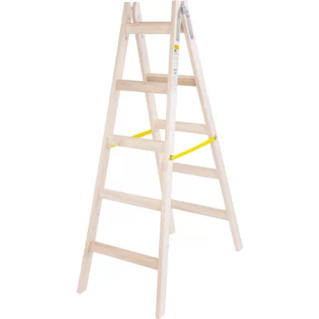 Strend Pro létra, 5 lépcsős, dupla, festett, fa, 1,63 m, max. 150 kg