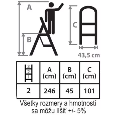 Létra Strend Pro LFT105 2 fokos, acél, EN14183, 150 kg