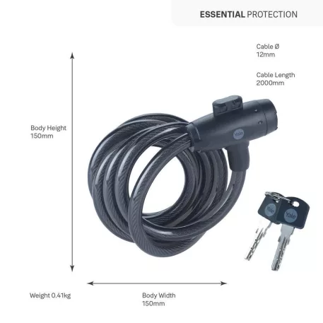 Lakat Yale YCK0/12/200/2, kerékpár, kulcsos, 2000 mm