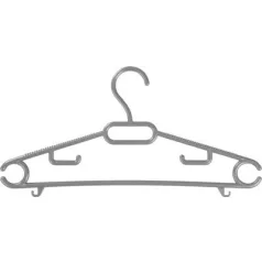   Akasztó Pff, Ruhára, Műanyag, Gyermek, Fekete /Barna /Szürke, csomag 6 db