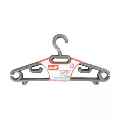 Akasztó Pff, Ruhára, Műanyag, Gyermek, Fekete /Barna /Szürke, csomag 6 db