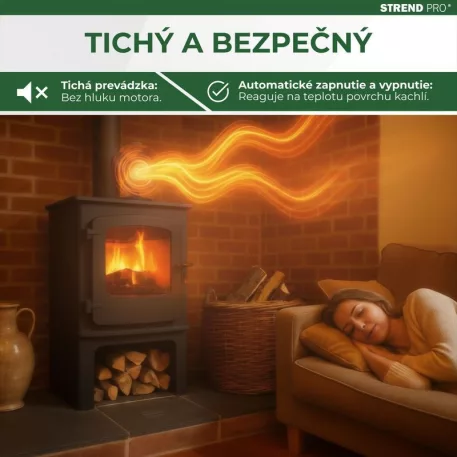 Kandalló Ventilátor Strend Pro, 4-lapátos, fekete