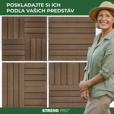 WPC fahatású teraszburkolat készlet, PP, 31x31x2, műanyag, 9 db