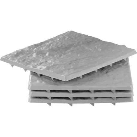 Kőhatású térkő készlet, PP, 30x30 cm, műanyag, szürke színű, 4 db-os csomag