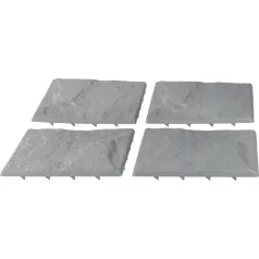   Kőhatású térkő készlet, PP, 30x30 cm, műanyag, szürke színű, 4 db-os csomag