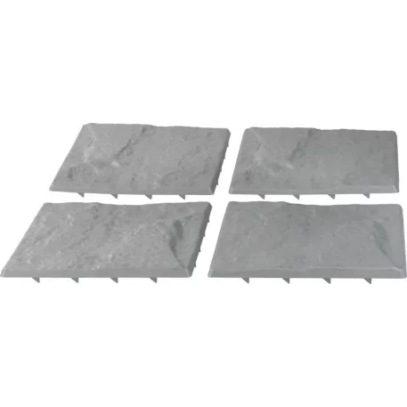 Kőhatású térkő készlet, PP, 30x30 cm, műanyag, szürke színű, 4 db-os csomag