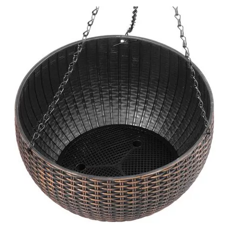 Virágcserép Strend Pro Modern, függő, arany, 26x16 cm, lánccal és akasztóval