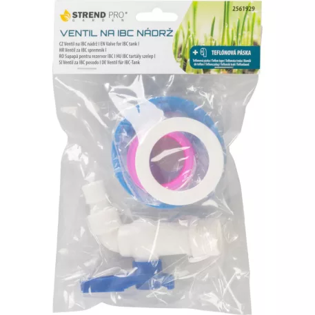 Strend Pro szelep, kerti, 3/4", 16 mm, IBC tartályhoz való reduktorral, PVC