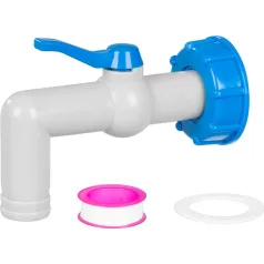   Strend Pro szelep, kerti, 1"- 90°, 32 mm, IBC tartályhoz való reduktorral, PVC