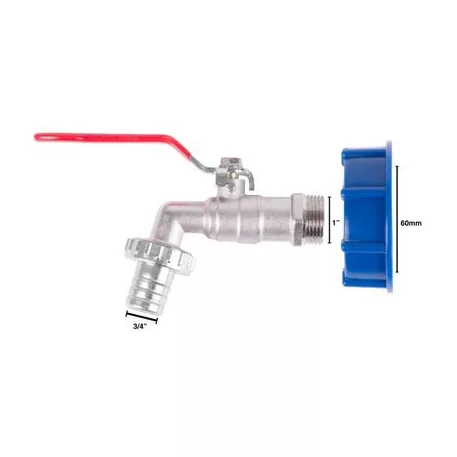 Strend Pro készlet, szelep 1" + műanyag redukció 60 mm + nyílás 3/4", IBC tartály