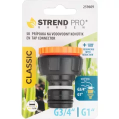   Csatlakozó Strend Pro Garden, G1", G3/4" szűkítővel, vízcsaphoz, belső menet, MAX FLOW