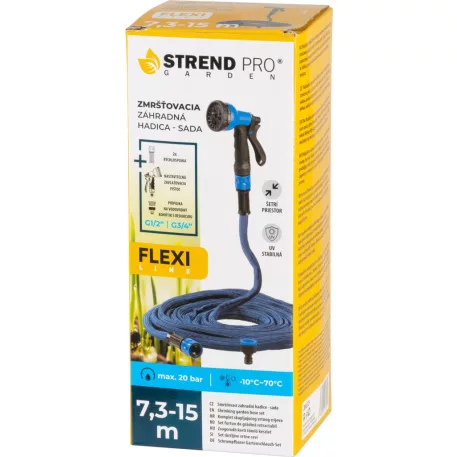 Strend Pro Garden Flexi tömlő, 7,3-15 m, 1/2"-3/4" + pisztoly