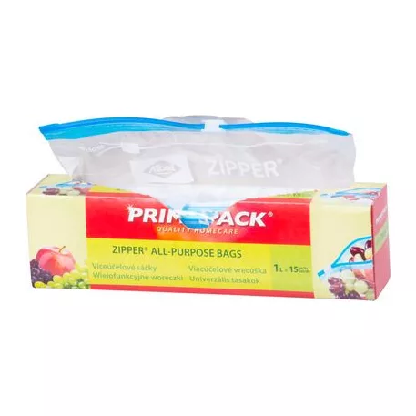 Primapack Zipper tasak, többcélú, élelmiszerekhez, 1 lit., 15 db