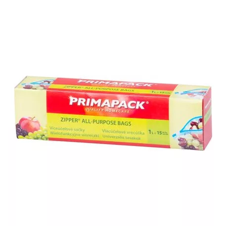 Primapack Zipper tasak, többcélú, élelmiszerekhez, 1 lit., 15 db