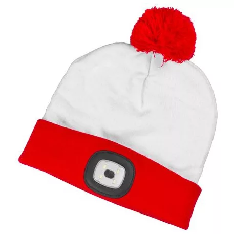 Strend Pro X-mas fehér-piros sapka L, 4x SMD LED, USB-töltés