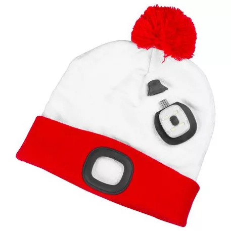 Strend Pro X-mas fehér-piros sapka L, 4x SMD LED, USB-töltés