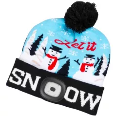   Strend Pro X-mas Let it snow blue sapka L, 4x SMD LED, USB töltés