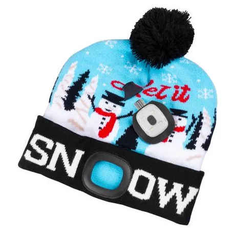 Strend Pro X-mas Let it snow blue sapka L, 4x SMD LED, USB töltés