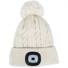   Strend Pro Damon sapka fehér, L, 4x SMD LED, 60 lm, pomponnal