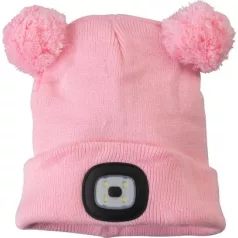 Gyerek sapka, rózsaszín M, 4x SMD LED, USB töltés