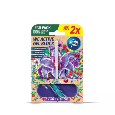 Ambipur WC Active gél-blokk vad hibiszkusz 2x45g
