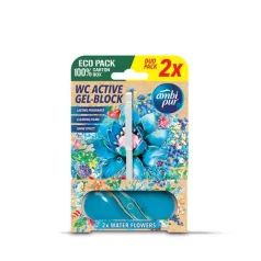 Ambipur WC Active gél-blokk vízi virágok 2x45g