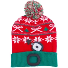   Sapka Strend Pro X-mas zöld-piros L, 4x SMD LED, USB töltés