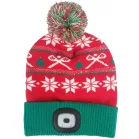 Sapka Strend Pro X-mas zöld-piros L, 4x SMD LED, USB töltés