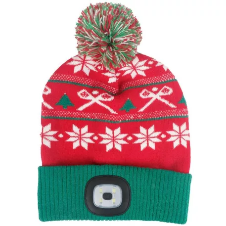 Sapka Strend Pro X-mas zöld-piros L, 4x SMD LED, USB töltés