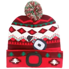   Sapka Strend Pro X-mas piros-barna, L, 4x SMD LED, USB töltés