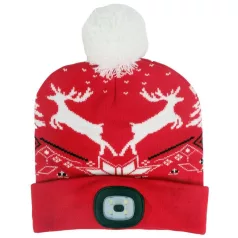   Sapka Strend Pro X-mas piros, rénszarvasokkal, L, 4x SMD LED, USB töltés