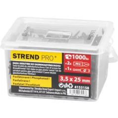   Strend Pro csavarkészlet, gipszkartonhoz/fémhez, 3,5x25 mm, 2x bitekkel és mágneses tartóval, 1000 db.