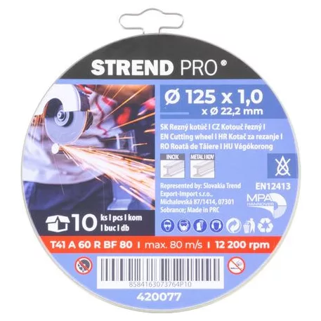 Korong Strend Pro 125x1,0x22,2 mm, fémvágó, 10 db