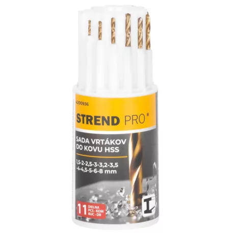 Fúrókészlet Strend Pro, fémbe, 13,3 x 5,4 x 5,4 cm, 11 db