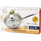 Serpenyő MagicHome Chloe, 26 cm, 3,2 liter, üvegfedővel, rozsdamentes