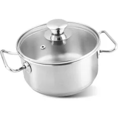   MagicHome Chloe lábas, 16 cm, 1,5 l, üvegfedővel, rozsdamentes acél