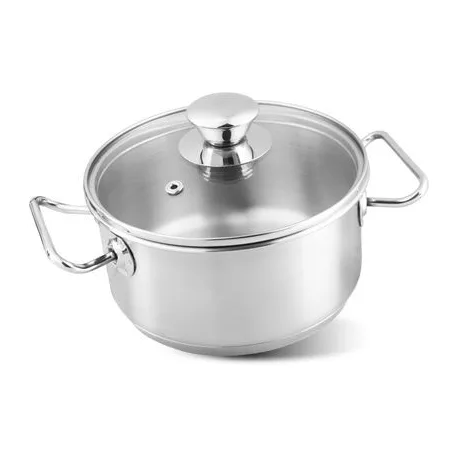 MagicHome Chloe lábas, 16 cm, 1,5 l, üvegfedővel, rozsdamentes acél