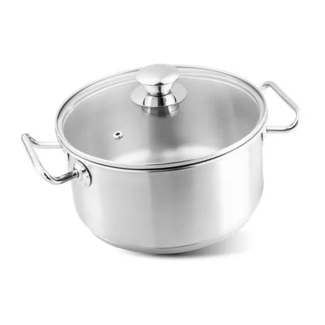 Lábas MagicHome Chloe, edény, 20 cm, 3 liter, üvegfedővel, rozsdamentes acél