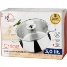 Lábas MagicHome Chloe, edény, 20 cm, 3 liter, üvegfedővel, rozsdamentes acél