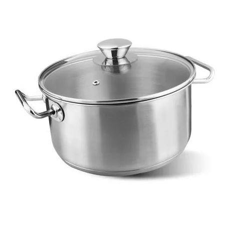 Lábas MagicHome Chloe, edény, 22 cm, 4 liter, üvegfedővel, rozsdamentes acél