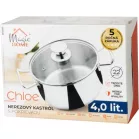 Lábas MagicHome Chloe, edény, 22 cm, 4 liter, üvegfedővel, rozsdamentes acél