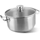 Lábas MagicHome Chloe, edény, 24 cm, 5,5 liter, üvegfedővel, rozsdamentes acél